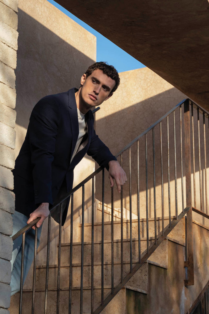 Giordano Pietro Seersucker Blazer - Blue