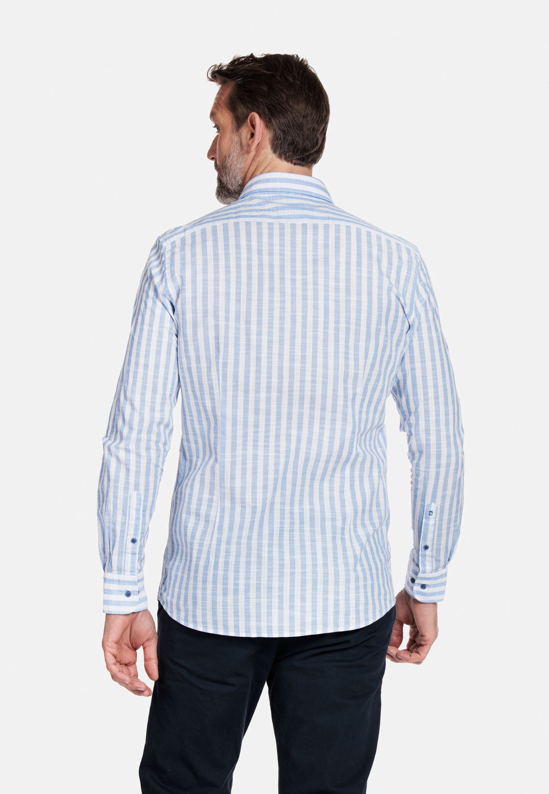 Giordano Row Cutaway Striped Shirt - Light Blue - 317814-61