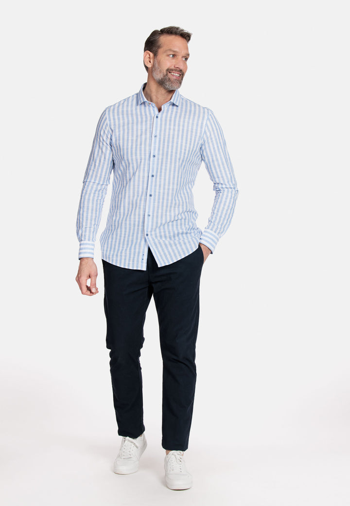 Giordano Row Cutaway Striped Shirt - Light Blue - 317814-61