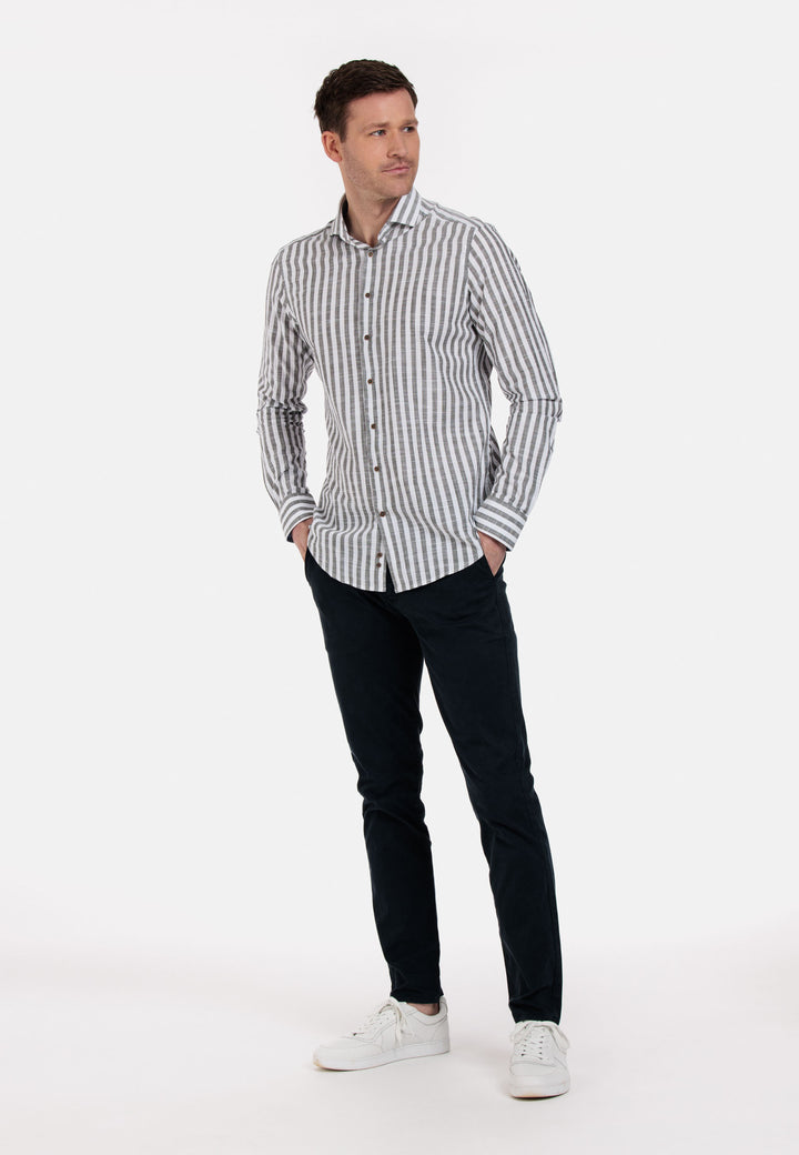 Giordano Row Cutaway Striped Shirt - Gray - 317814-70