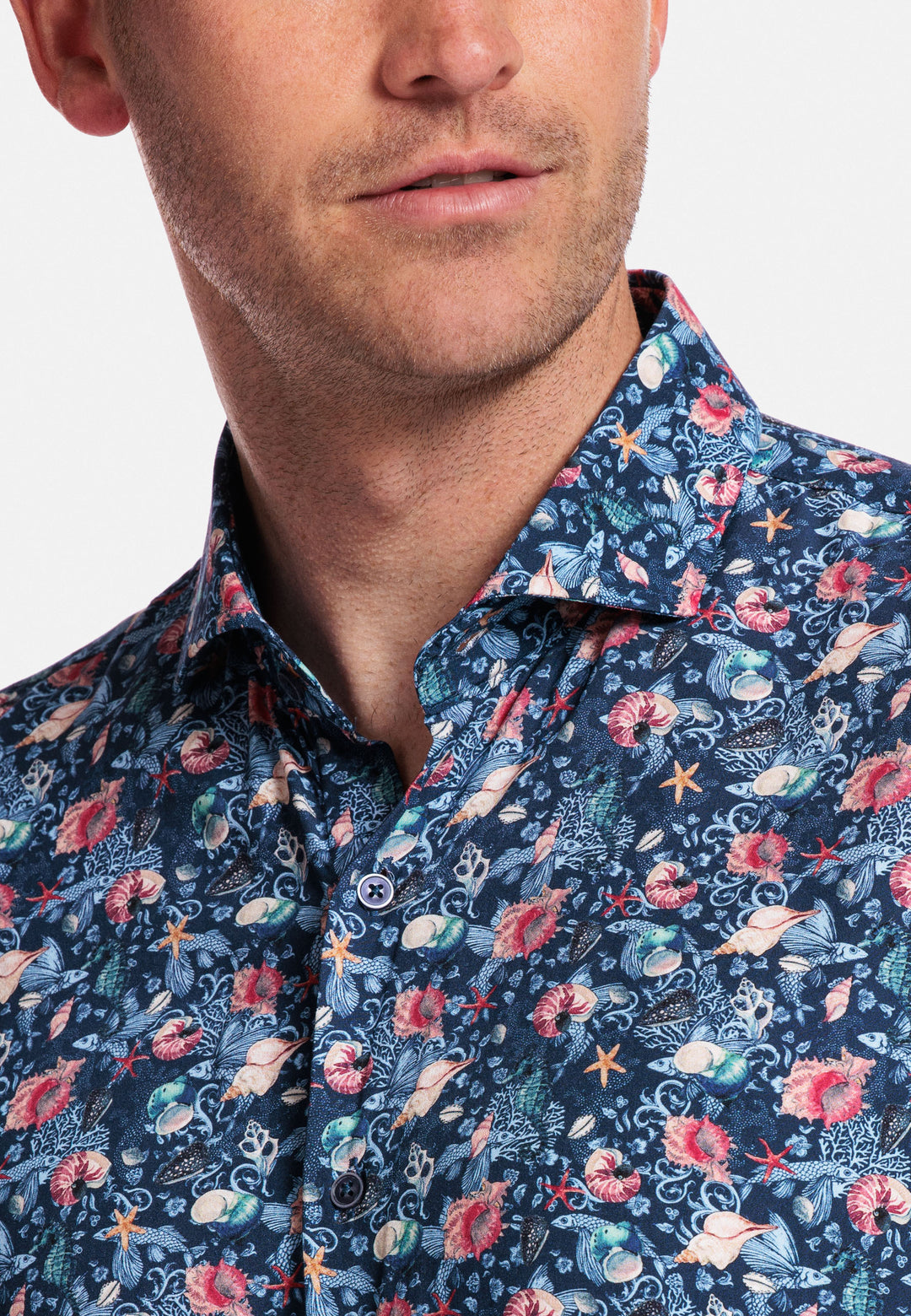 Giordano Front Short Sleeve Shirt - Blue Print - 416821-60