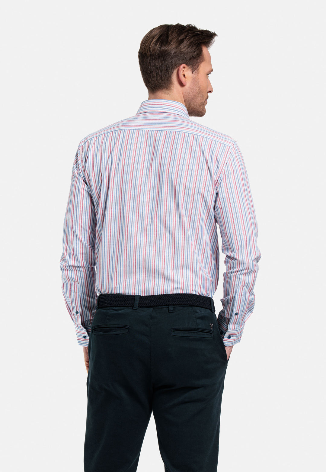 Giordano Ivy Button Down Striped Shirt - Red - 417105-30
