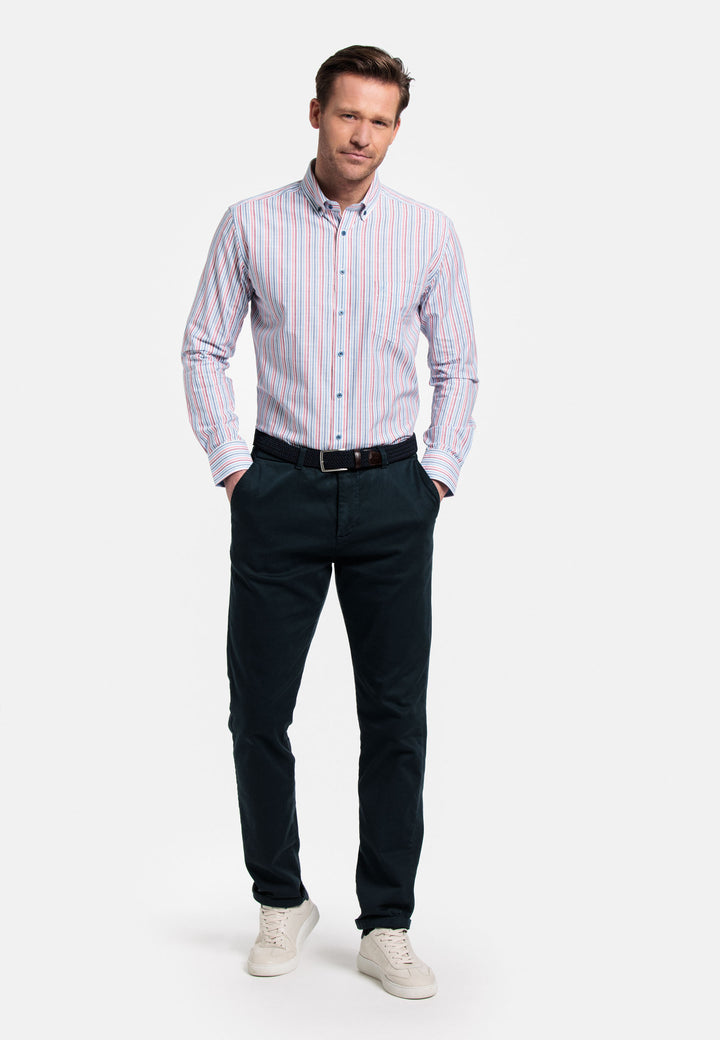 Giordano Ivy Button Down Striped Shirt - Red - 417105-30