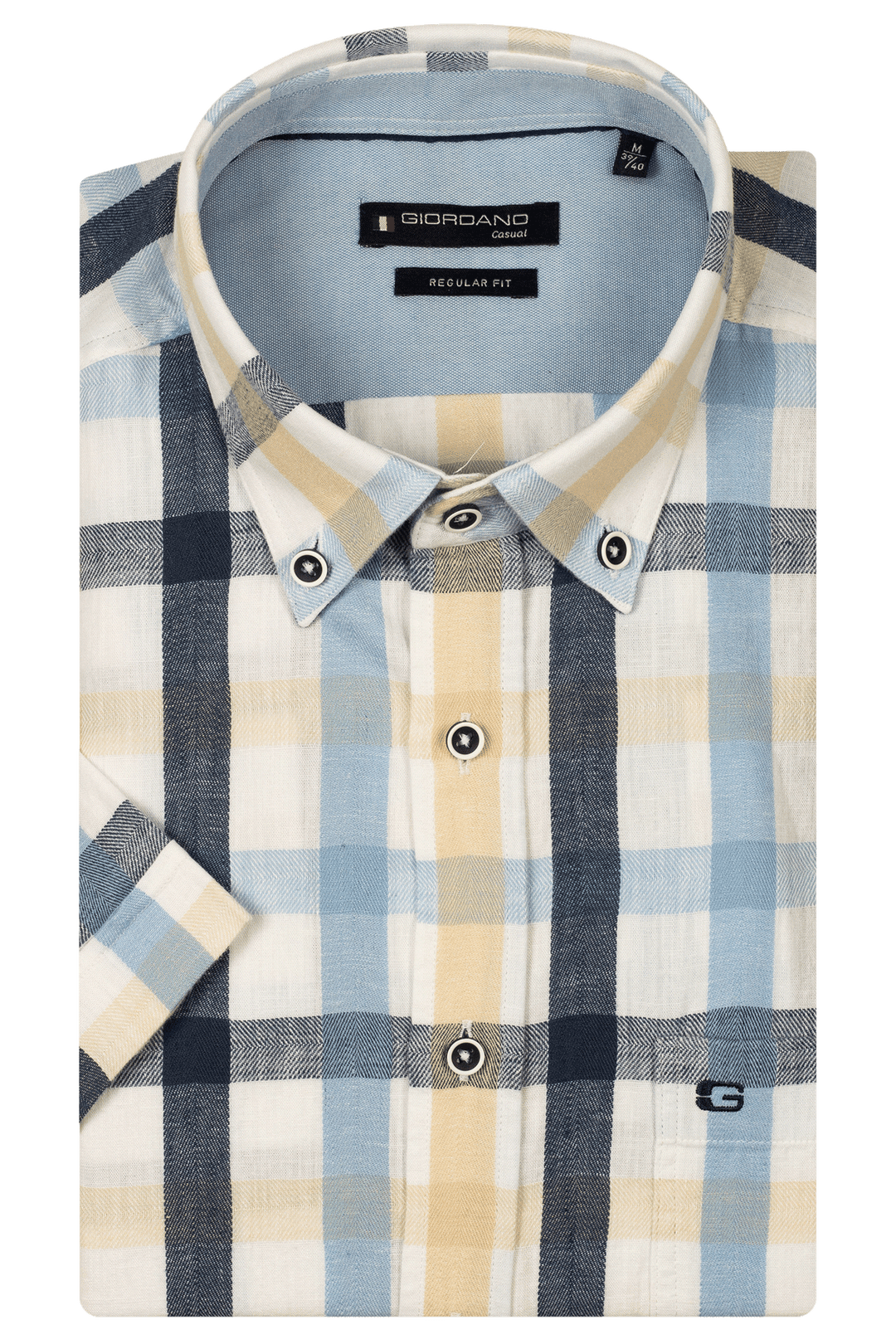 Giordano League Button Down Plaid Shirt - Navy - 516316-60