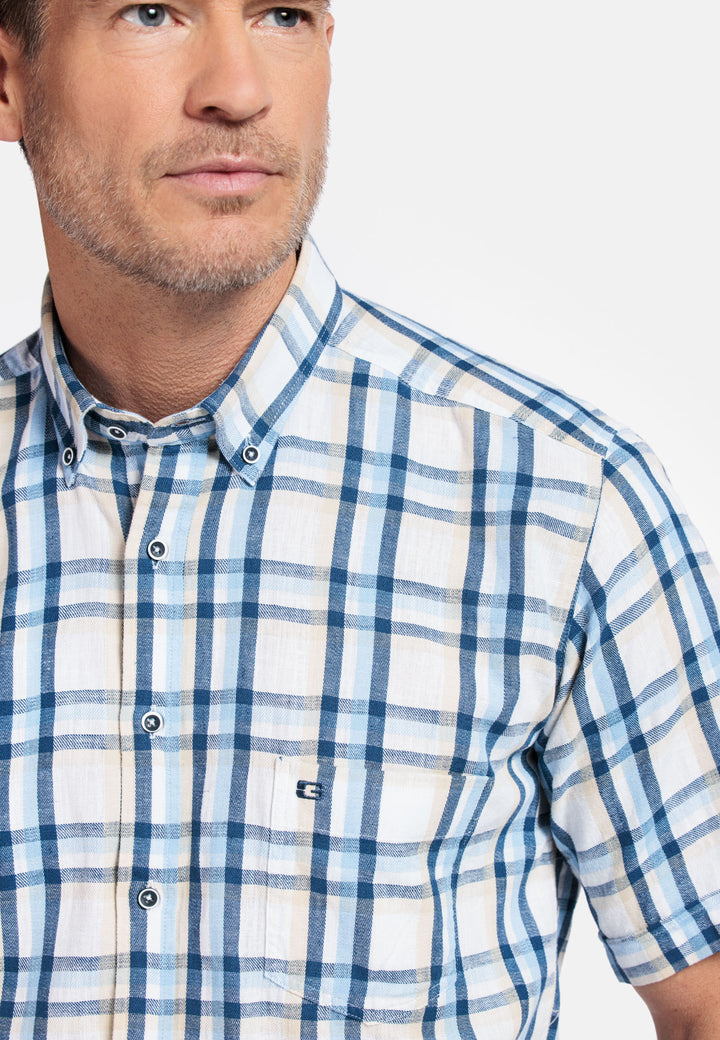 Giordano League Button Down Plaid Shirt - Navy - 516316-60