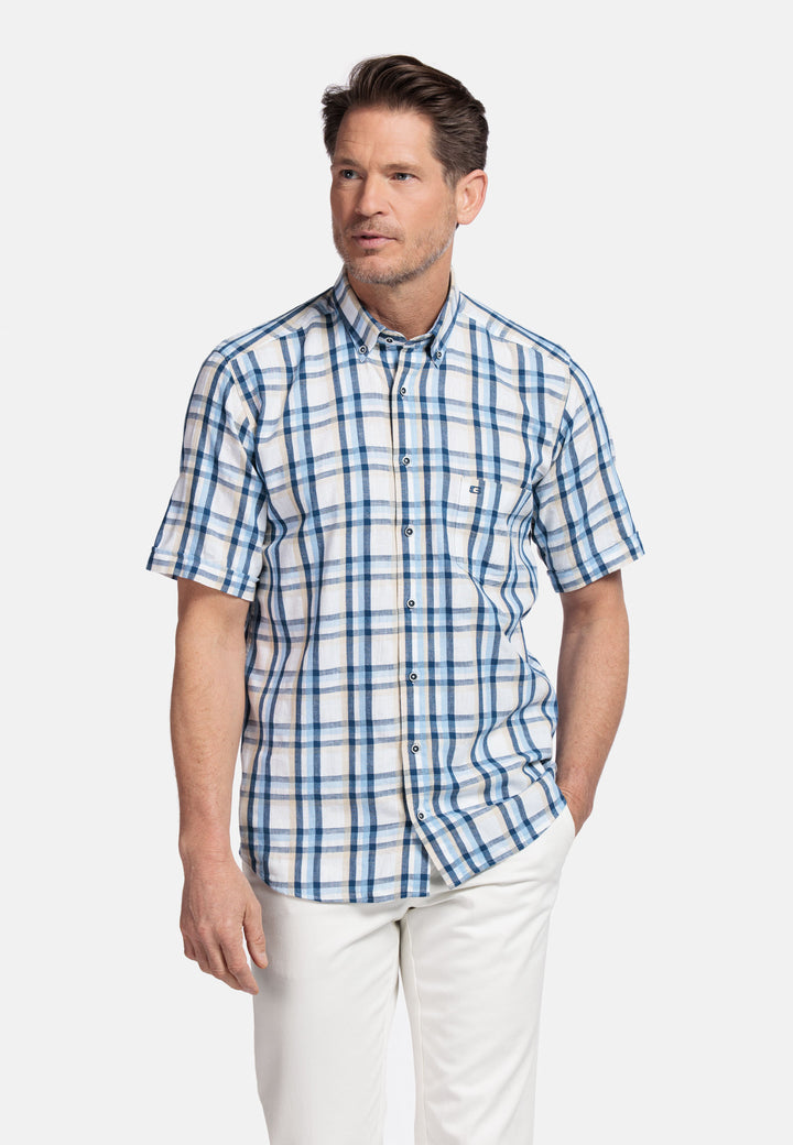 Giordano League Button Down Plaid Shirt - Navy - 516316-60