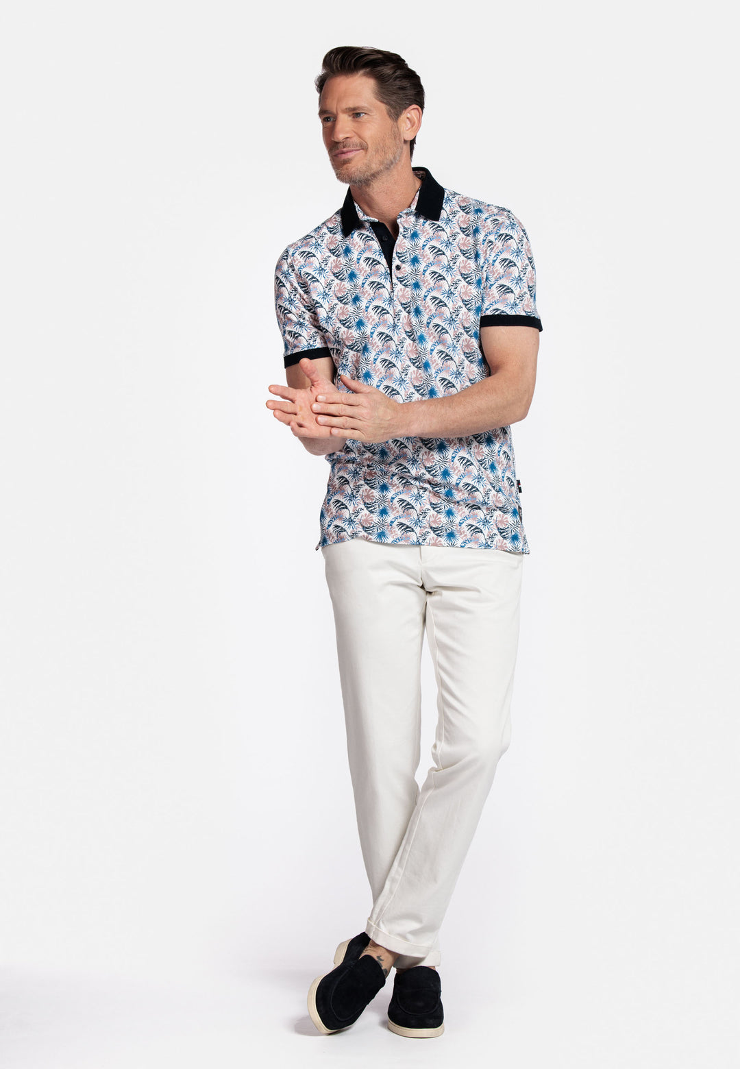 Giordano Genardi Polo with leaf print - Purple - 516580-40
