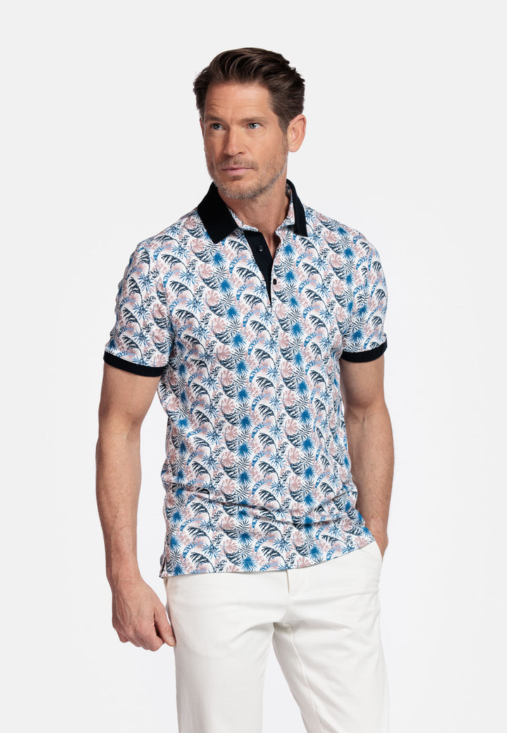 Giordano Genardi Polo with leaf print - Purple - 516580-40