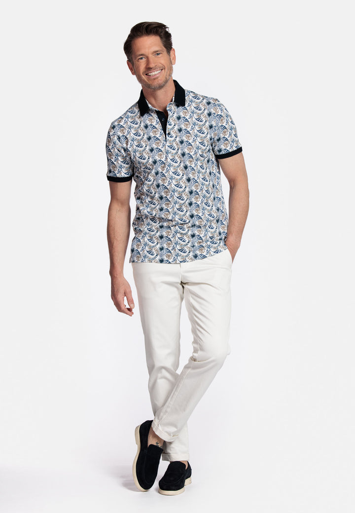 Giordano Genardi Polo with leaf print - Navy - 516580-60