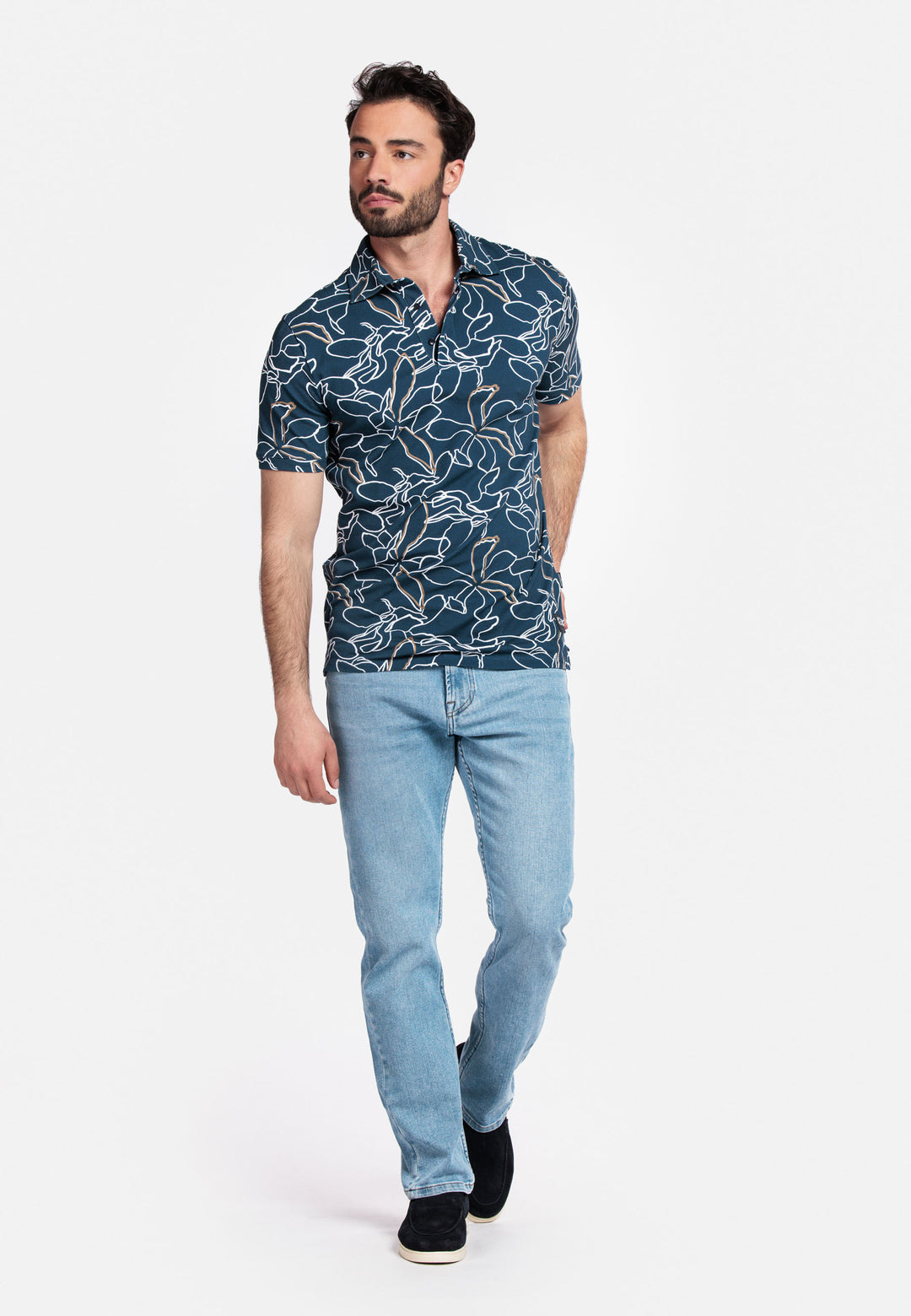 Giordano Formentini Print Polo Shirt - Blue - 516583-60