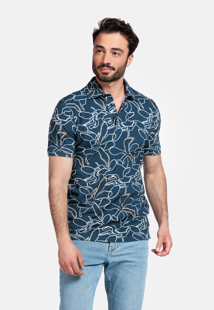 Giordano Formentini Print Polo Shirt - Blue - 516583-60