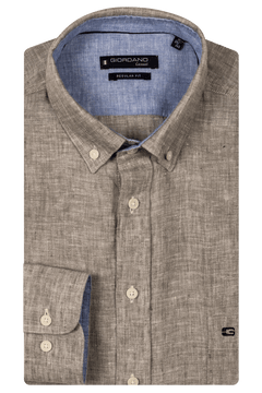 Giordano Ivy Button Down Washed Linen Shirt - Green - 517009-70