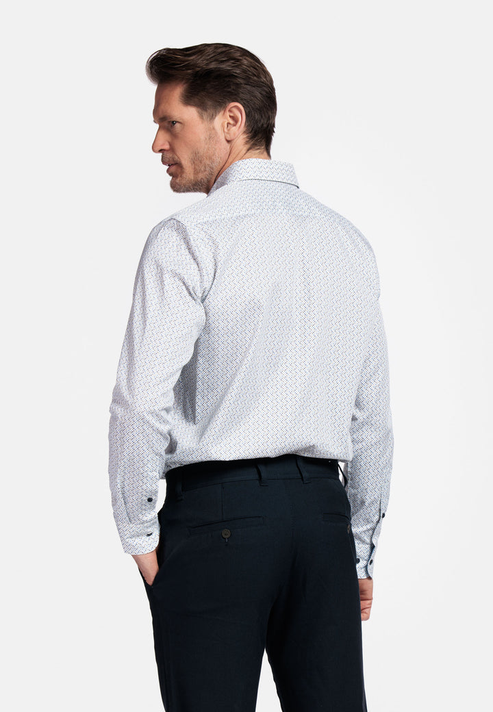 Giordano Ivy Button Down Print Shirt - Blue - 517019-60