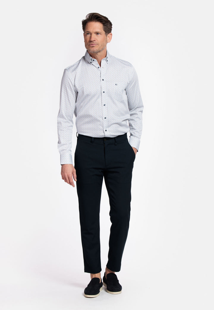 Giordano Ivy Button Down Print Shirt - Blue - 517019-60