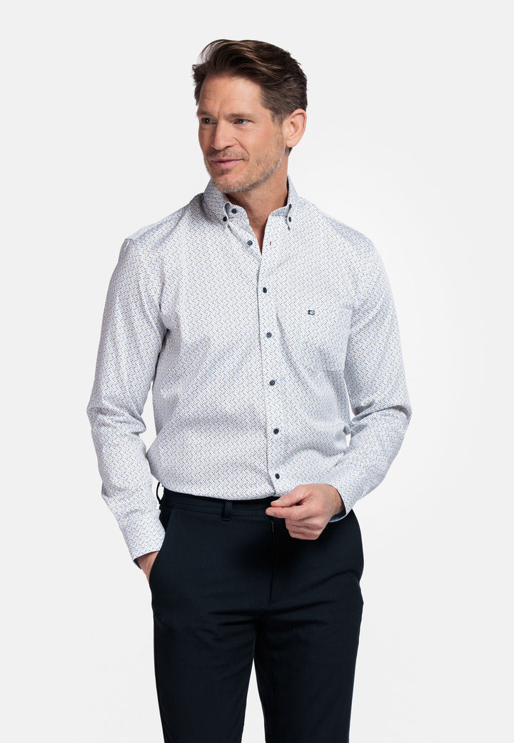 Giordano Ivy Button Down Print Shirt - Blue - 517019-60