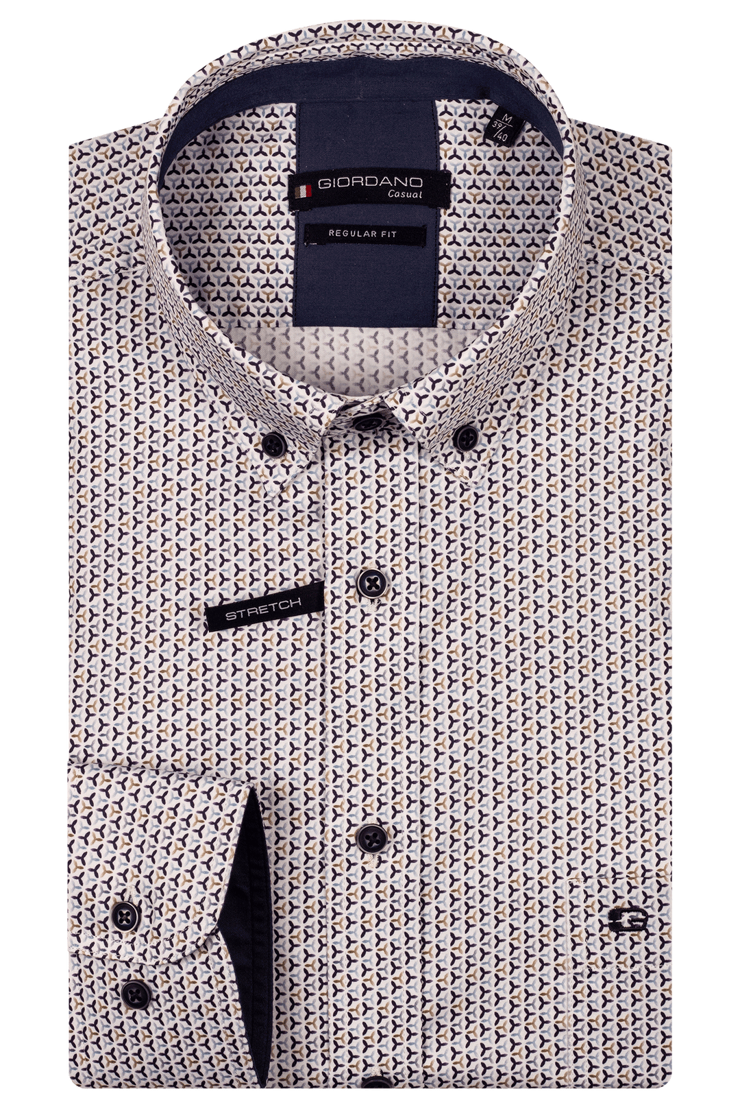 Giordano Ivy Button Down Print Shirt - Blue - 517019-60