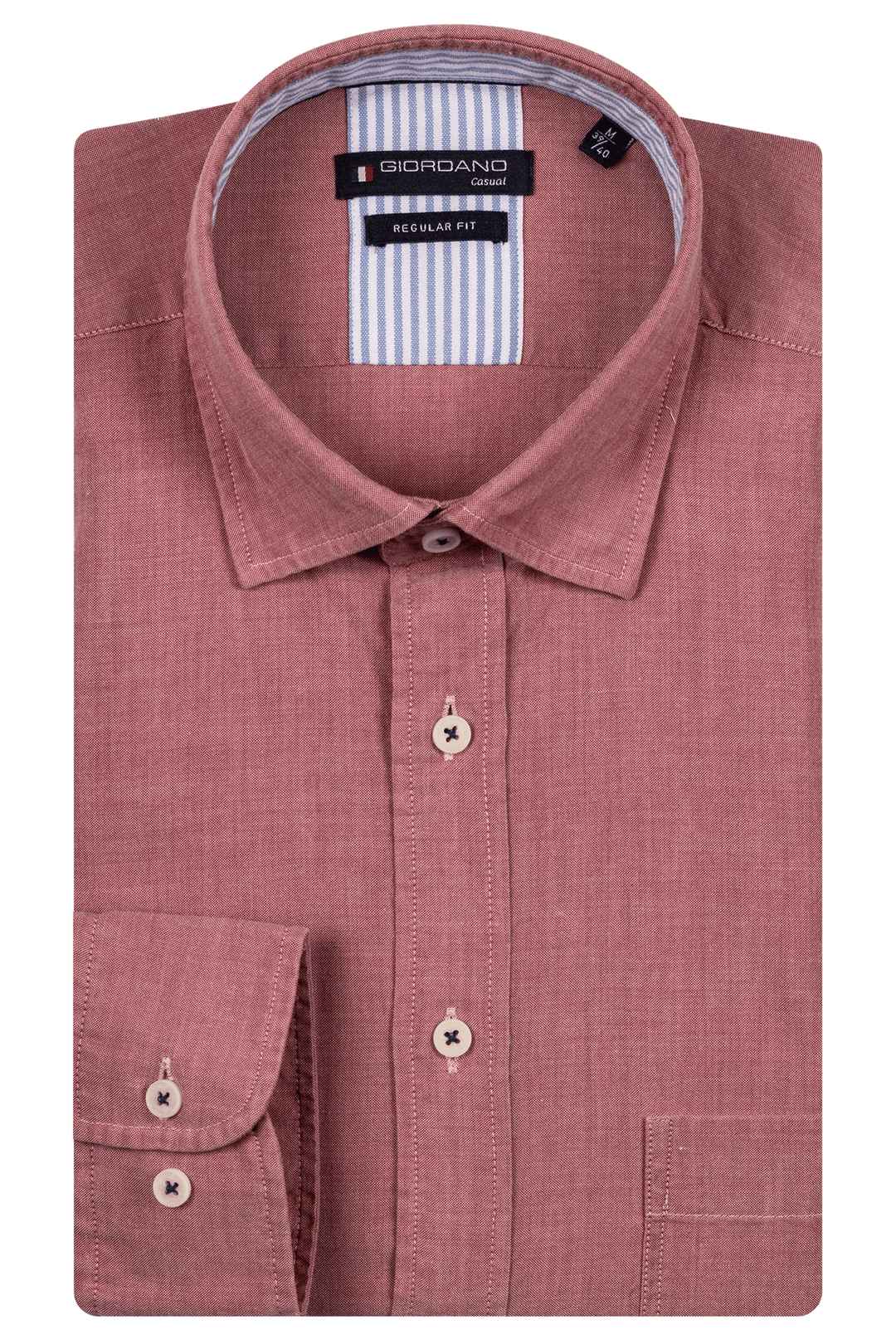 Giordano Verona Button Under Chambray Shirt - Red - 517029-30