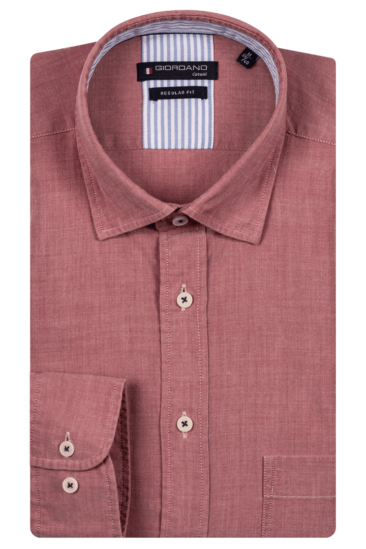 Giordano Verona Button Under Chambray Shirt - Red - 517029-30