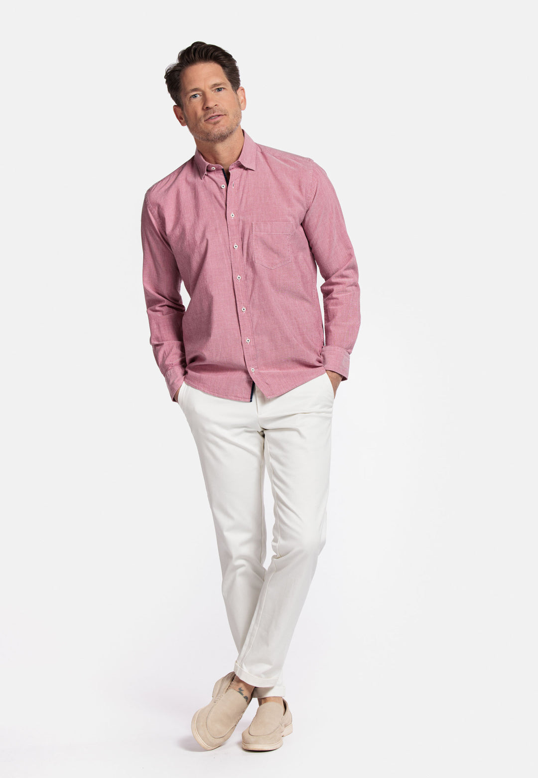 Giordano Verona Button Under Chambray Shirt - Red - 517029-30
