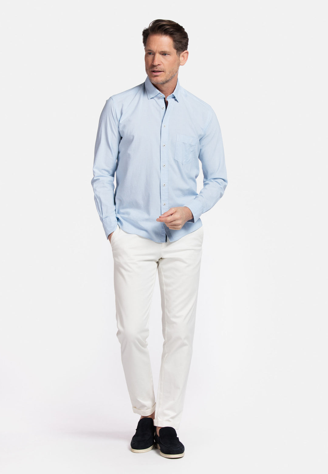 Giordano Verona Button Under Chambray Shirt - Light Blue - 517029-61