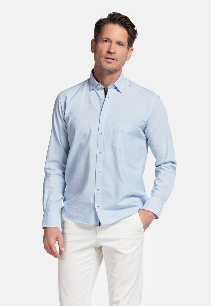 Giordano Verona Button Under Chambray Shirt - Light Blue - 517029-61