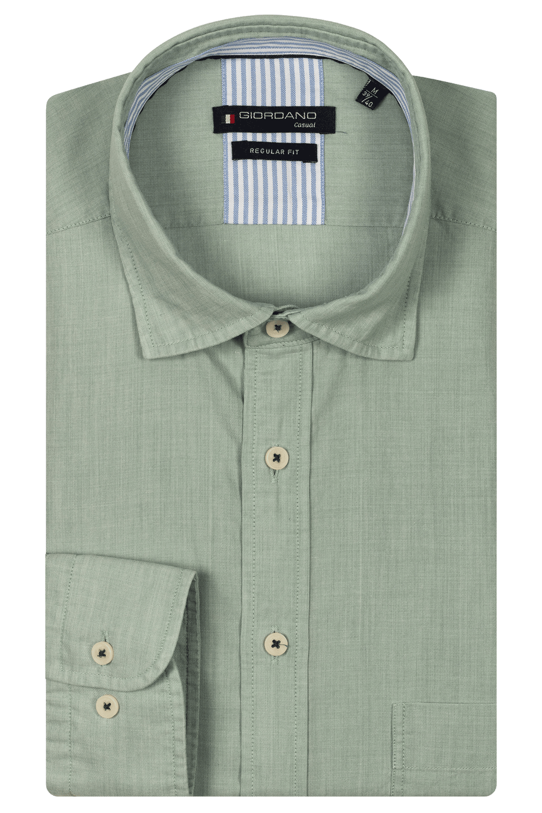Giordano Verona Button Under Chambray Shirt - Green - 517029-70