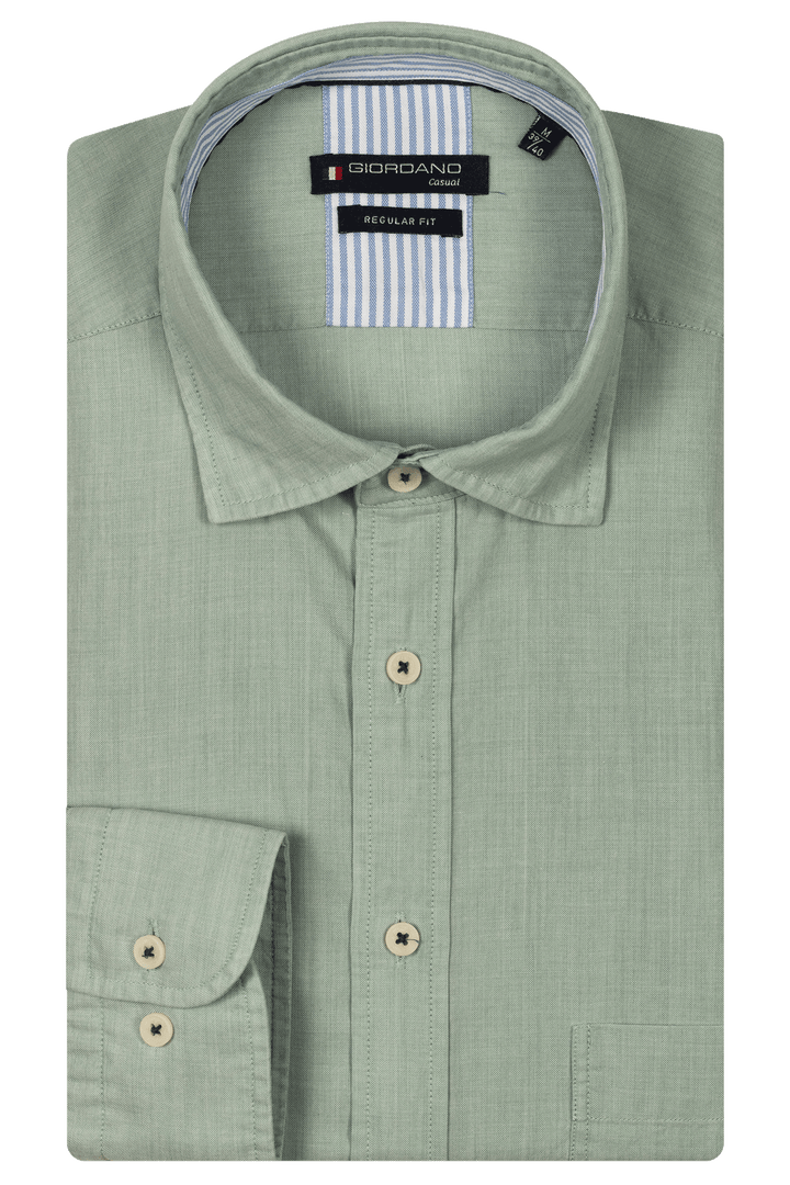 Giordano Verona Button Under Chambray Shirt - Green - 517029-70