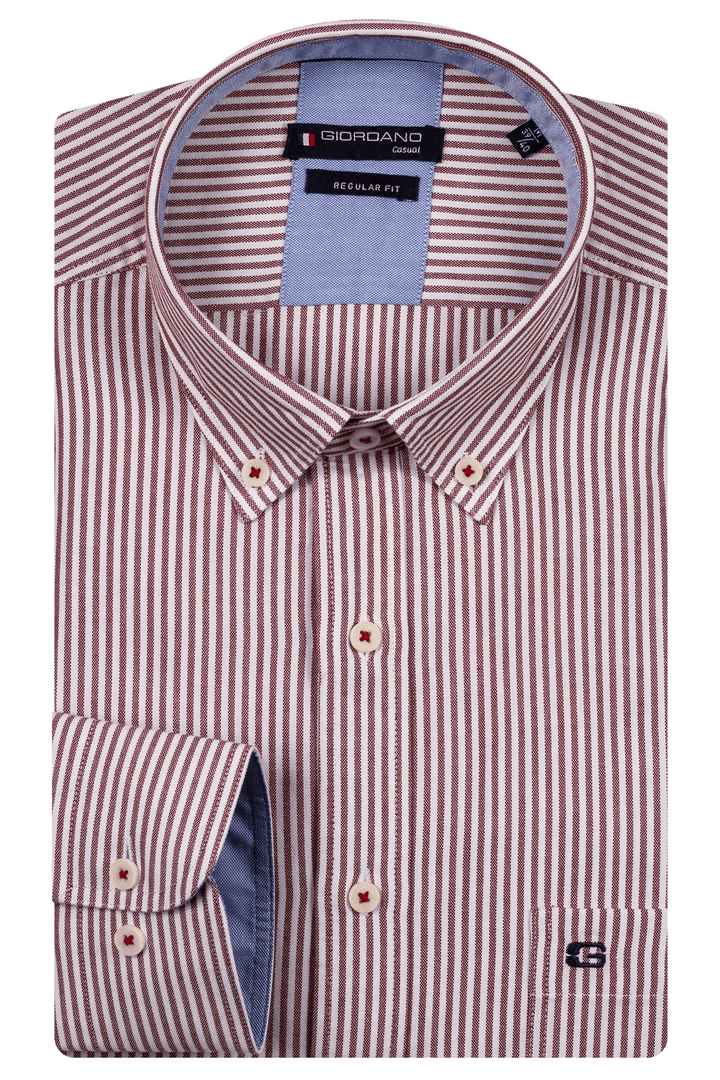 Giordano Ivy Oxford Gingham Shirt - Red - 517131-30