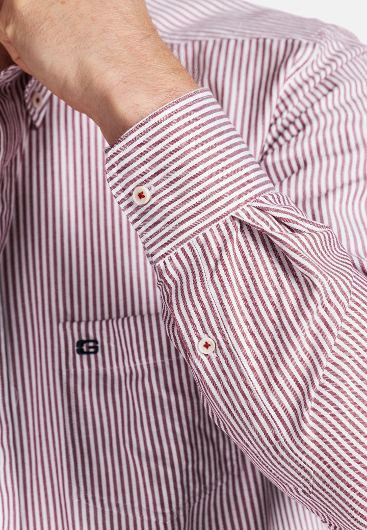 Giordano Ivy Oxford Gingham Shirt - Red - 517131-30