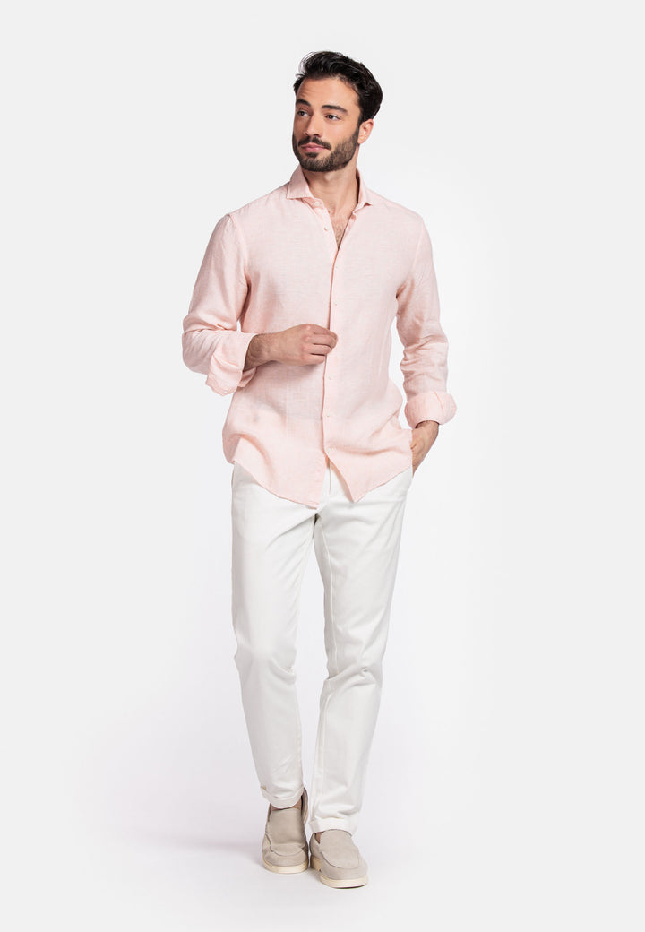 Giordano Row Linen Cutaway Shirt - Orange - 517800-31