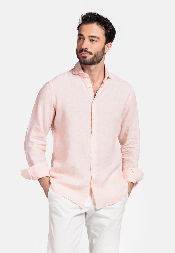 Giordano Row Linen Cutaway Shirt - Orange - 517800-31