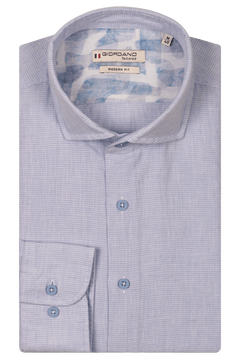 Giordano Row Linen Blend Cutaway Shirt - Blue - 517810-61