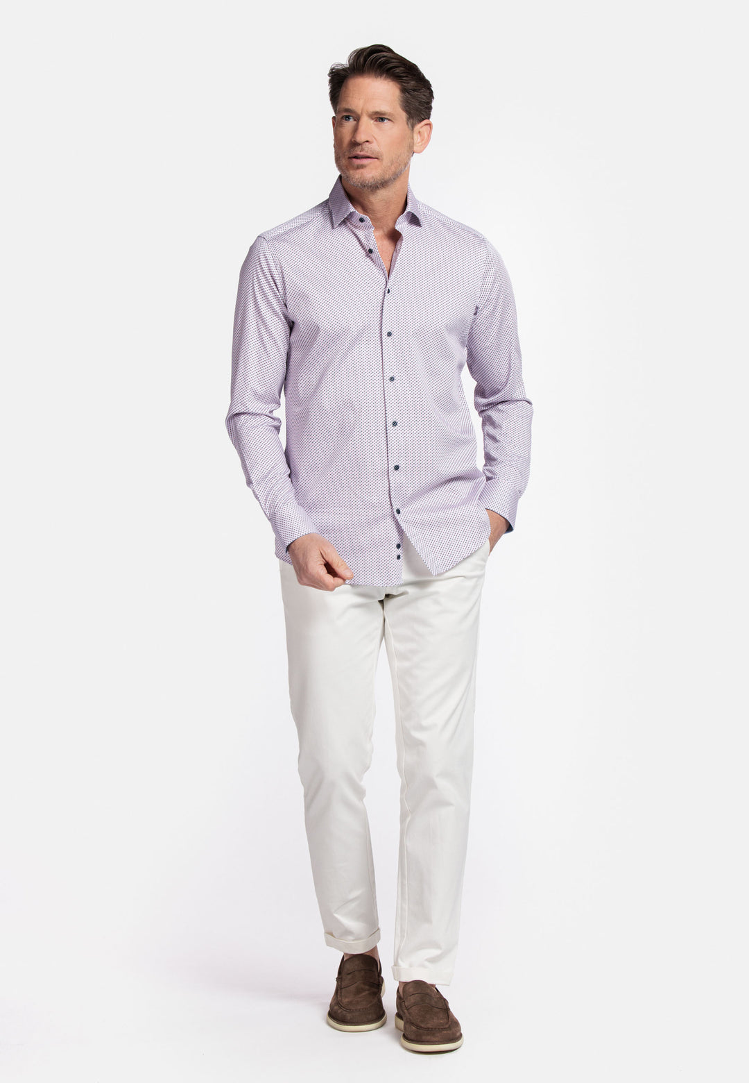 Giordano Maggiore Semi Cutaway Graphic Print Shirt - Purple - 517825-40