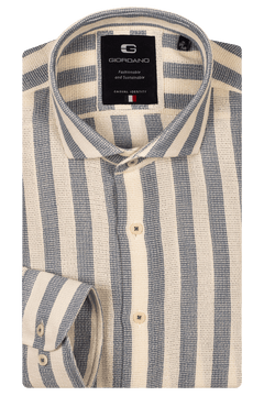 Giordano Row Cutaway Striped Shirt - Blue - 517840-60