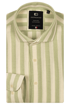 Giordano Row Cutaway Striped Shirt - Green - 517840-70