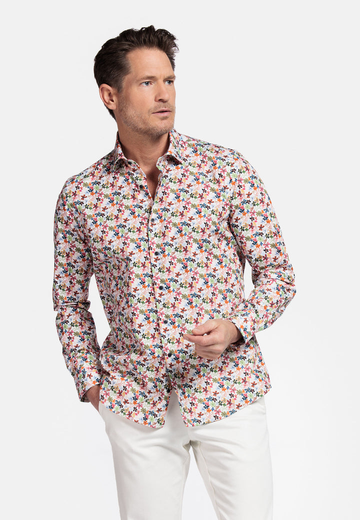 Giordano Maggiore Semi Cutaway Floral Print Shirt - Red - 517856-30