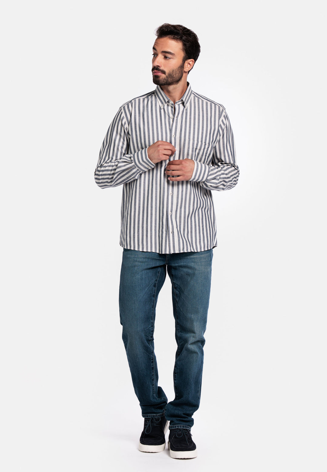 Giordano Brando Twill Striped Shirt - Blue - 527101-60