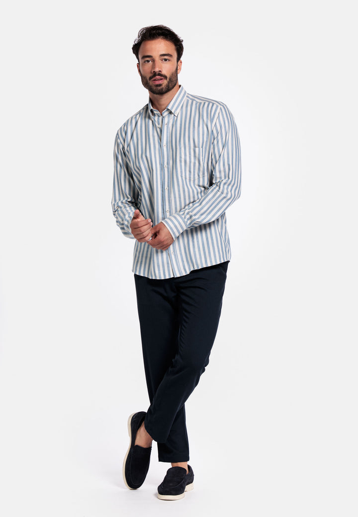 Giordano Brando Twill Striped Shirt - Light Blue - 527101-65