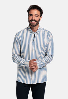 Giordano Brando Twill Striped Shirt - Light Blue - 527101-65
