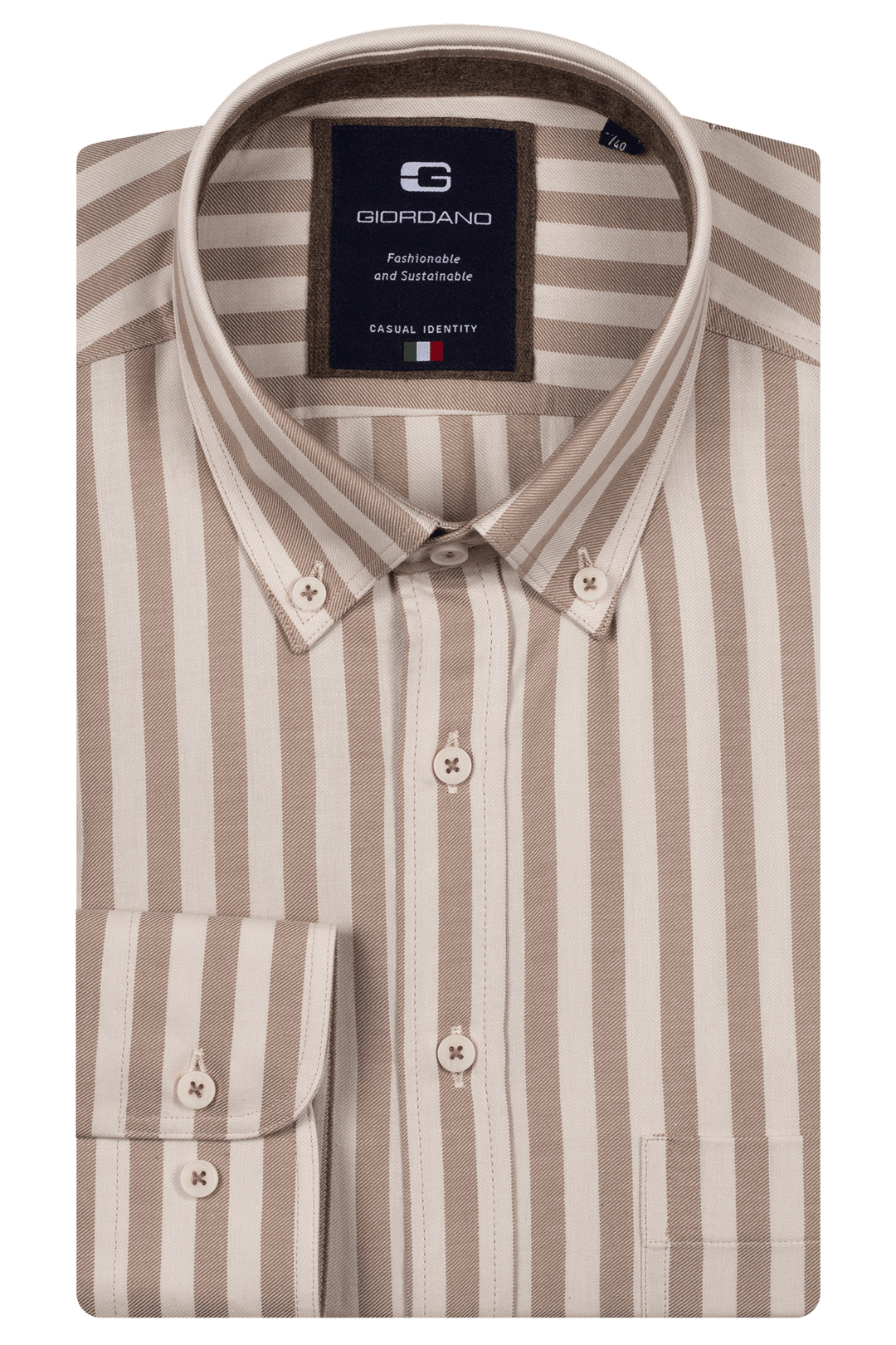 Giordano Brando Twill Striped Shirt - Brown - 527101-80