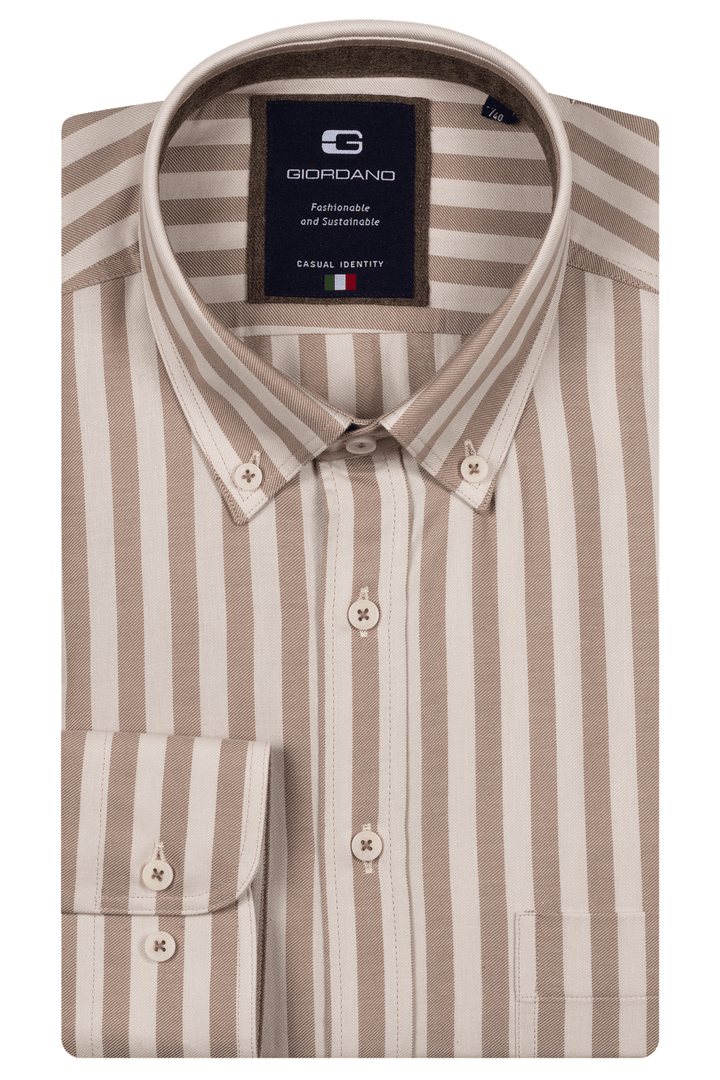 Giordano Brando Twill Striped Shirt - Brown - 527101-80
