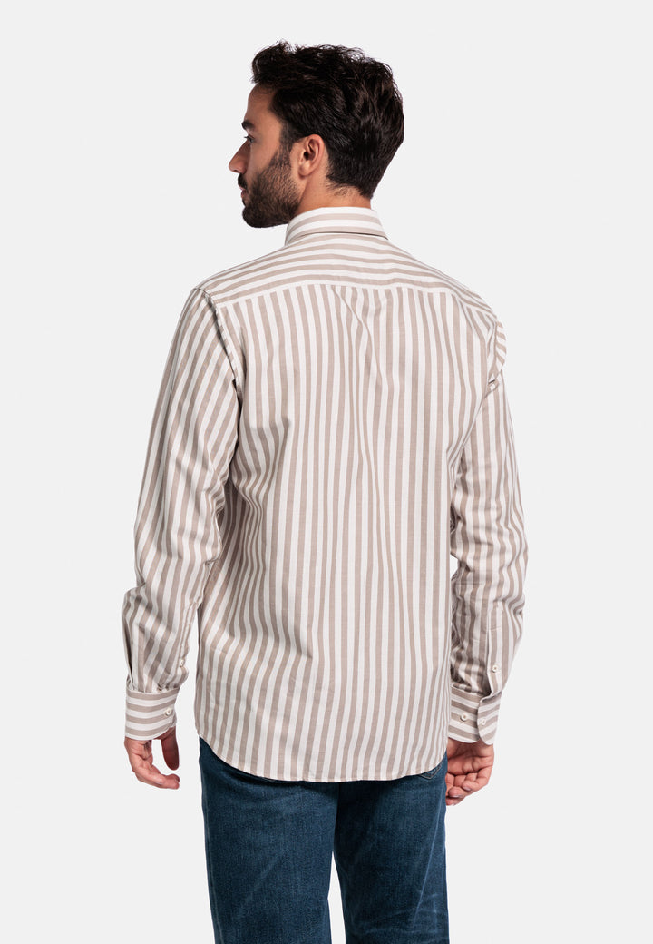 Giordano Brando Twill Striped Shirt - Brown - 527101-80
