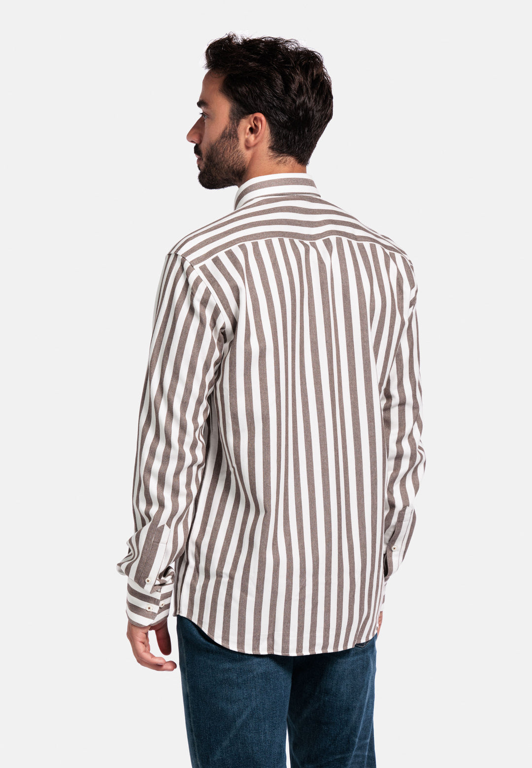 Giordano Brando Button Down Striped Shirt - Brown - 527103-80