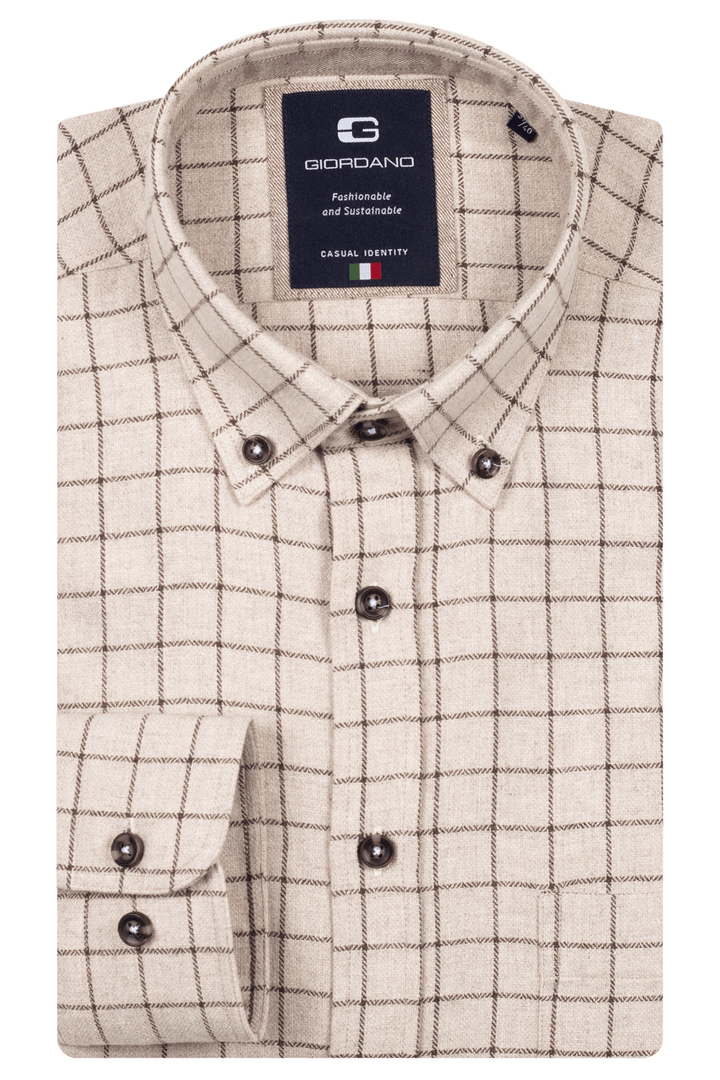 Giordano Brando Flannel Shirt - Brown - 527302-80