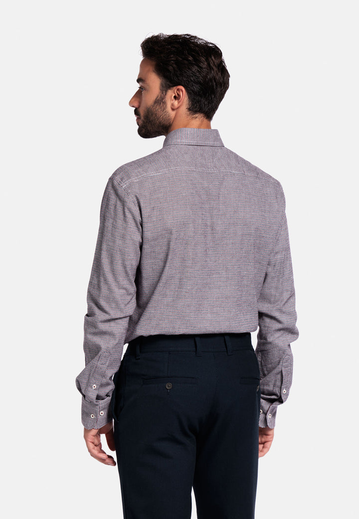 Giordano Ivy Pied-de-Poule Shirt - Purple - 527310-40