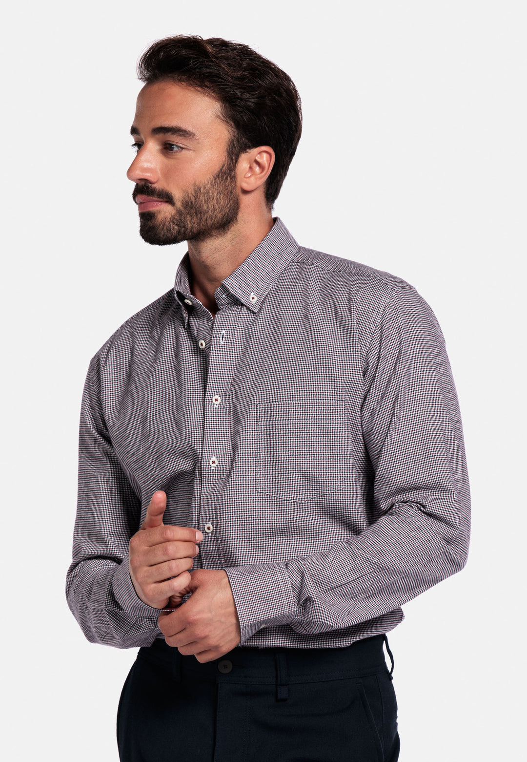 Giordano Ivy Pied-de-Poule Shirt - Purple - 527310-40