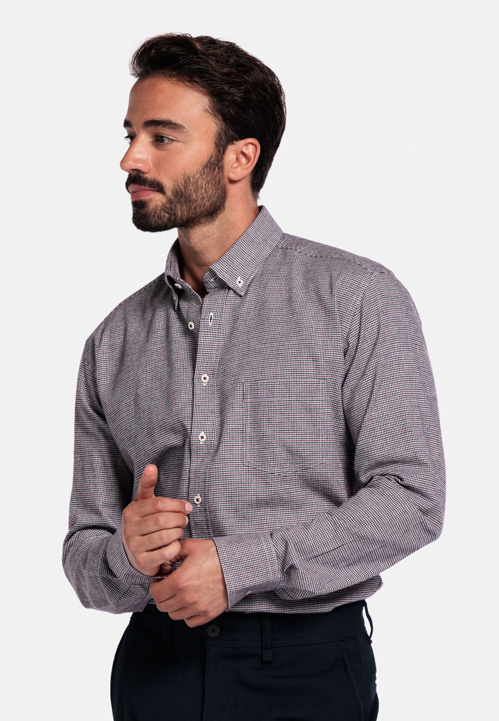 Giordano Ivy Pied-de-Poule Shirt - Purple - 527310-40