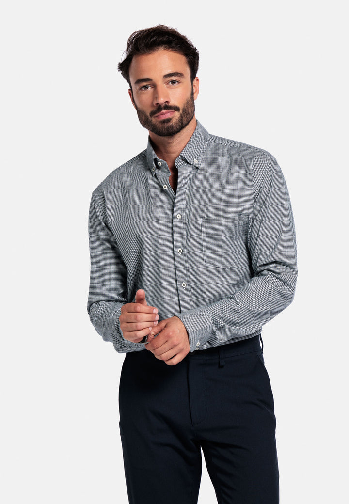 Giordano Ivy Pied-de-Poule Shirt - Green - 527310-70
