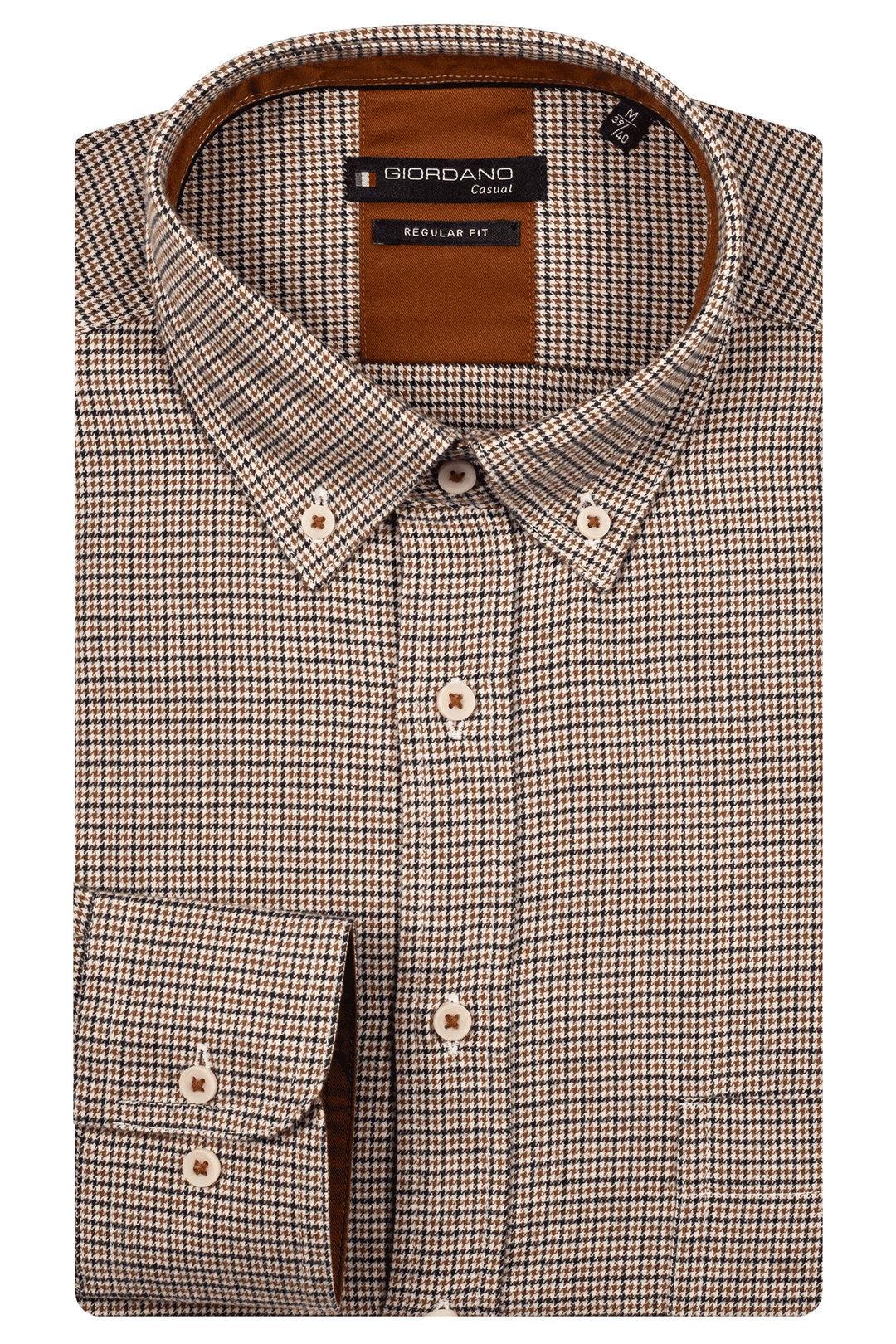 Giordano Ivy Pied-de-Poule Shirt - Brown - 527310-80