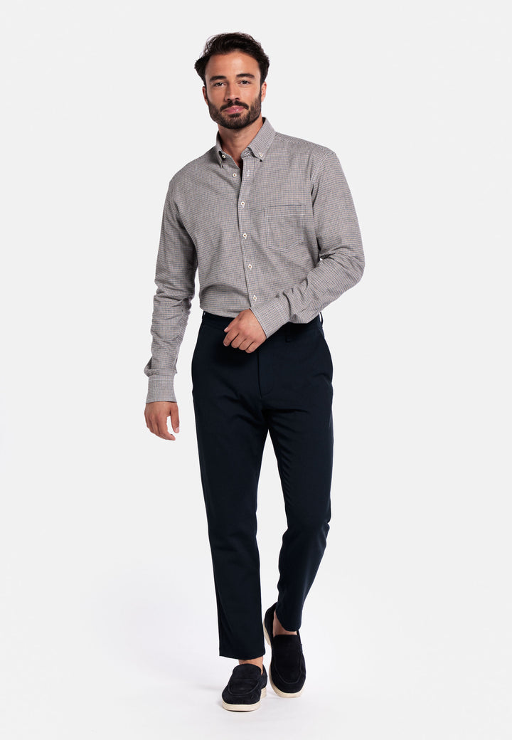 Giordano Ivy Pied-de-Poule Shirt - Brown - 527310-80